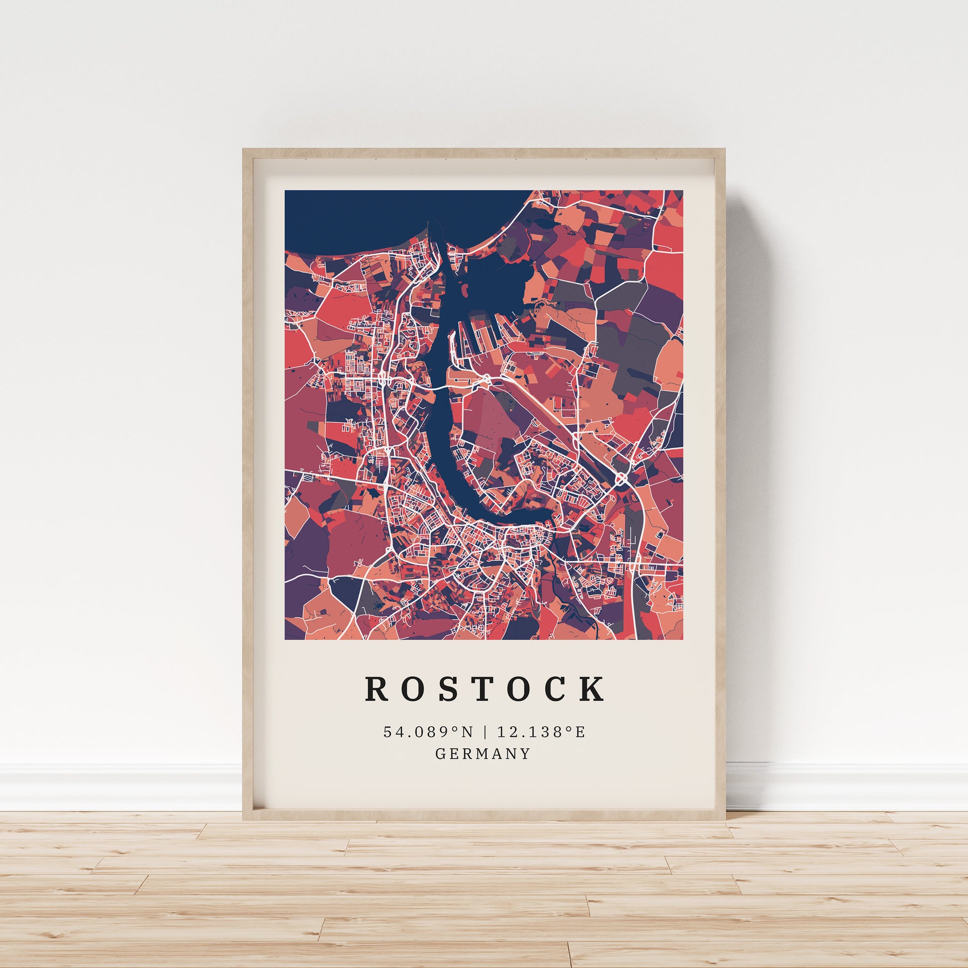 Poster Rostock – vmaps - Stadtkarten Geschenke & Personalisierte